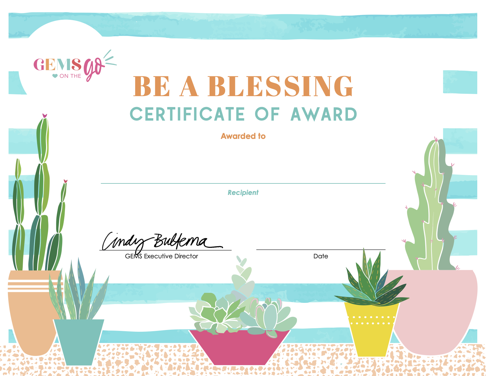Be a Blessing Badge and Certificate