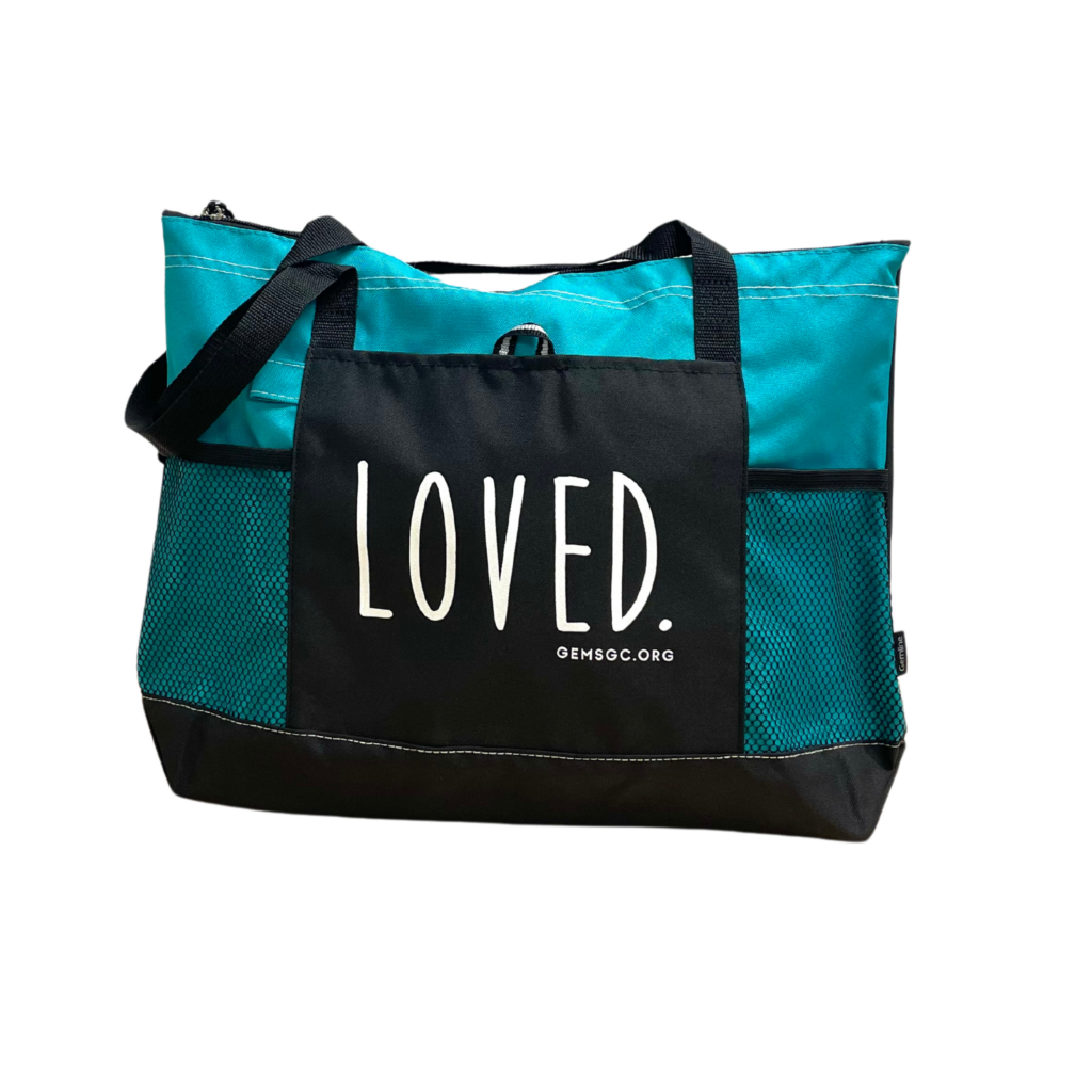 LOVED. Zippered Tote Bag (Turquoise) | GEMS Girls' Clubs